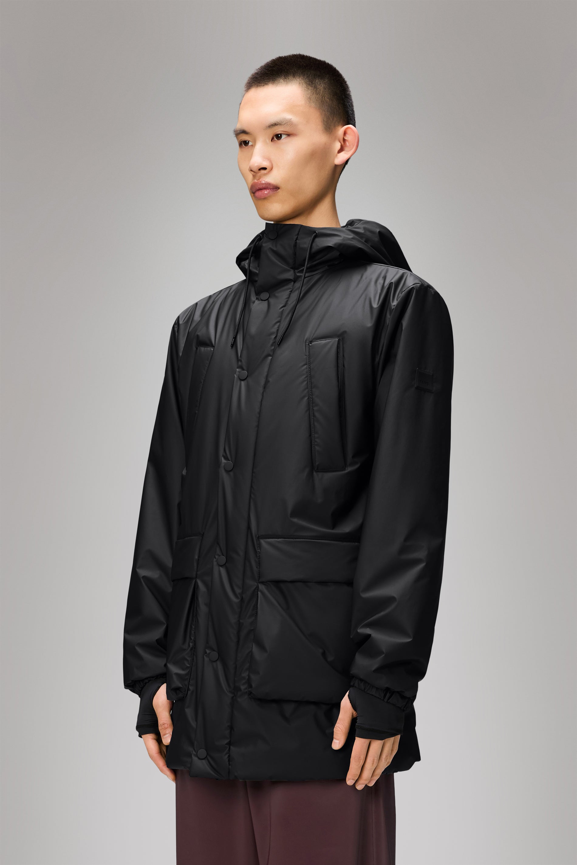 RAINS Lohja Long Insulated Cargo Jacket Black Jacket