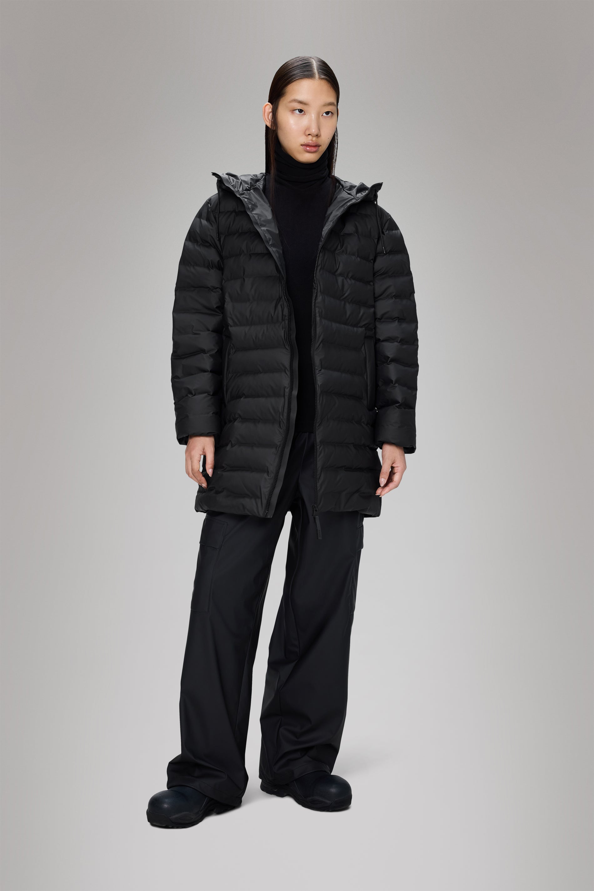 RAINS Lohja Long Puffer Jacket Black Jacket