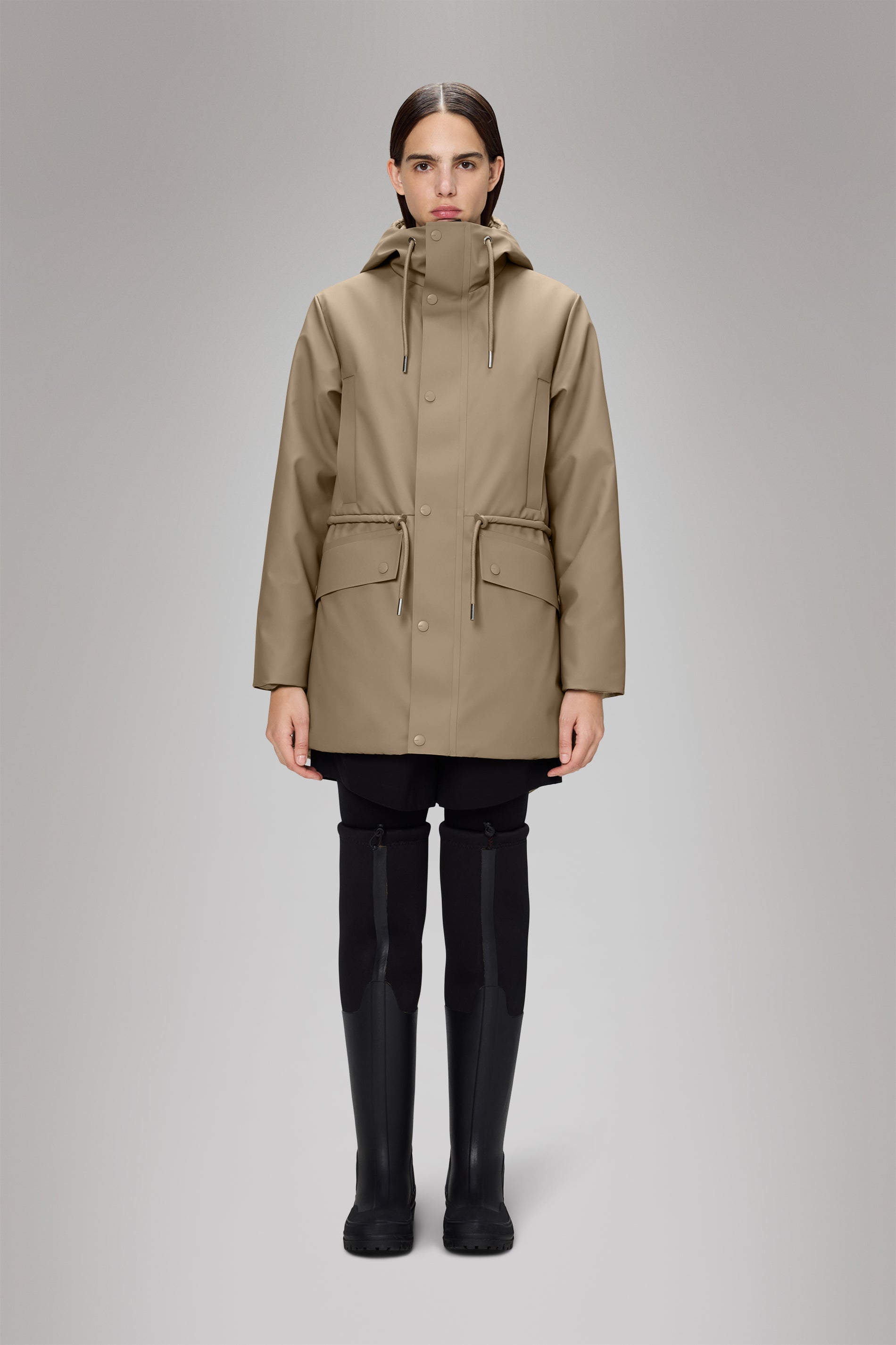 Rains Nome String W Parka Beige Jacket