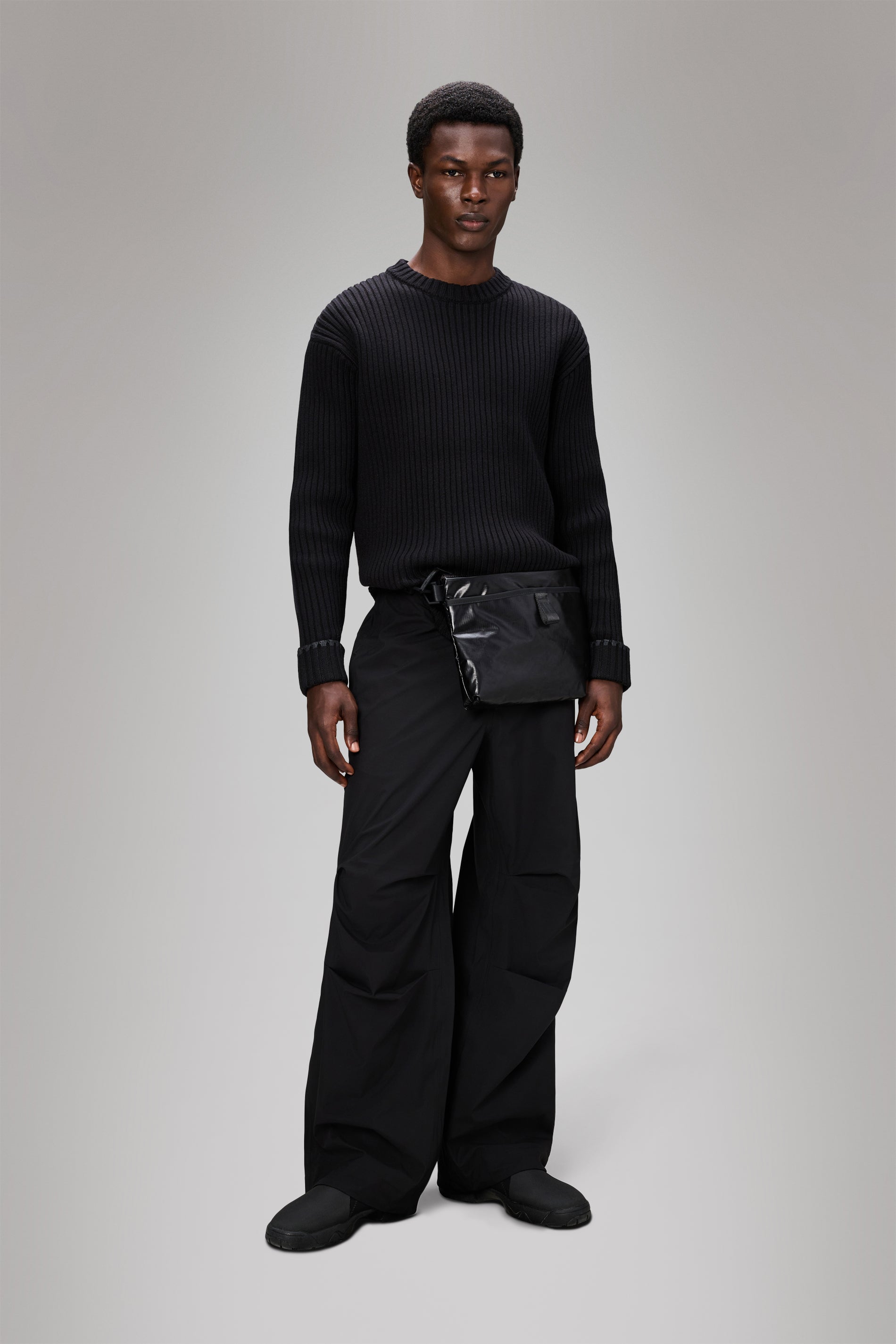 RAINS Sapa Knit Crew Neck Black Long Sleeve