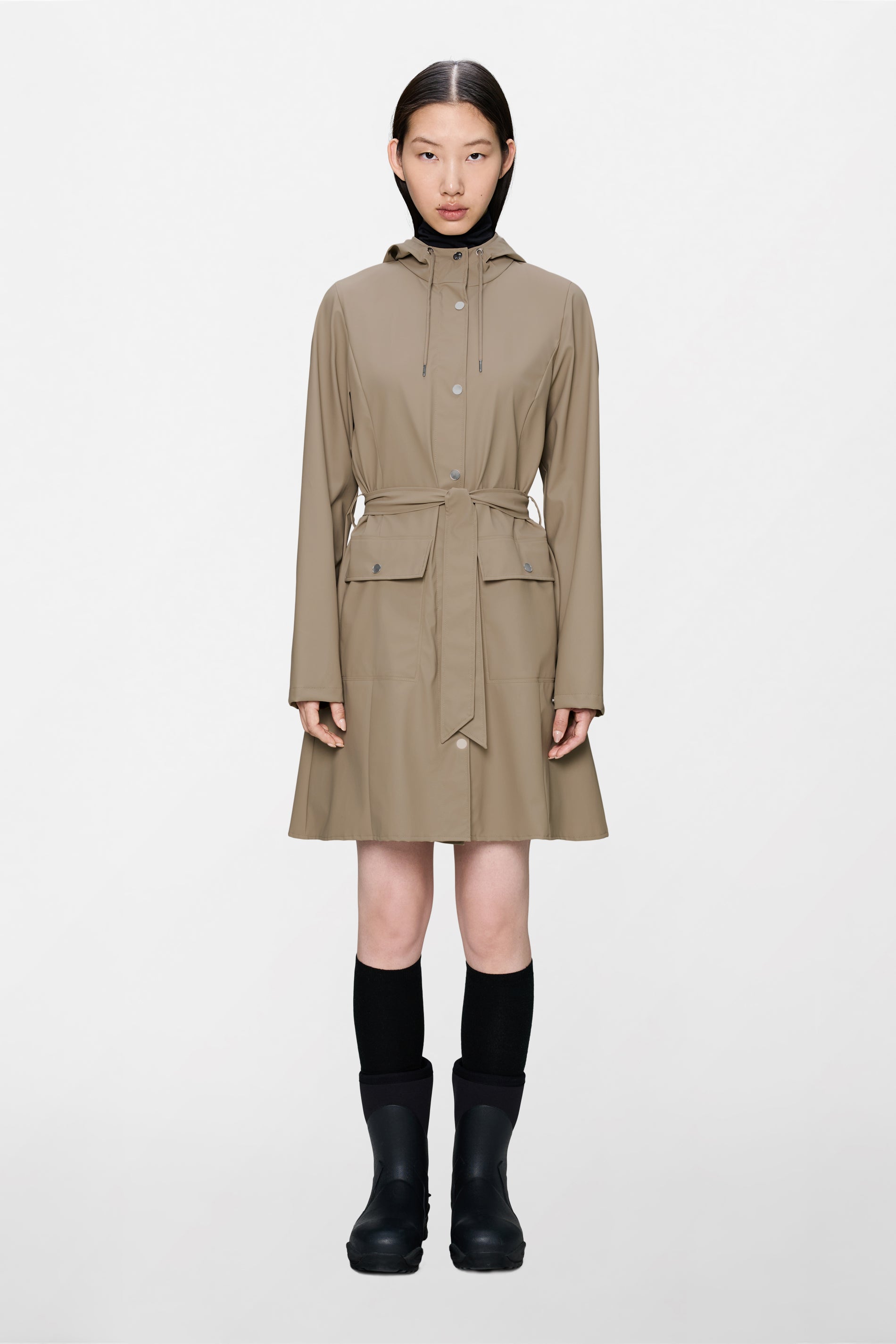RAINS Curve Long Jacket
Beige Jacket