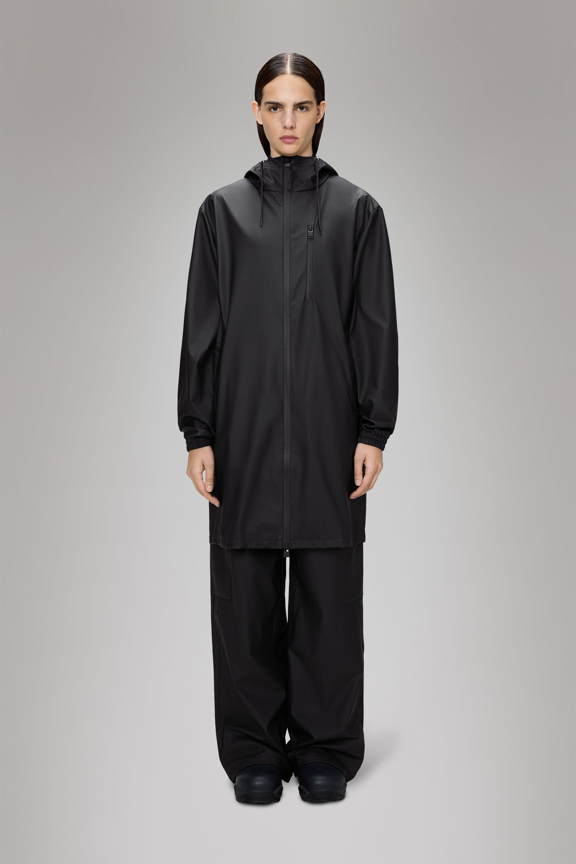 RAINS Long Storm Breaker Black Jacket