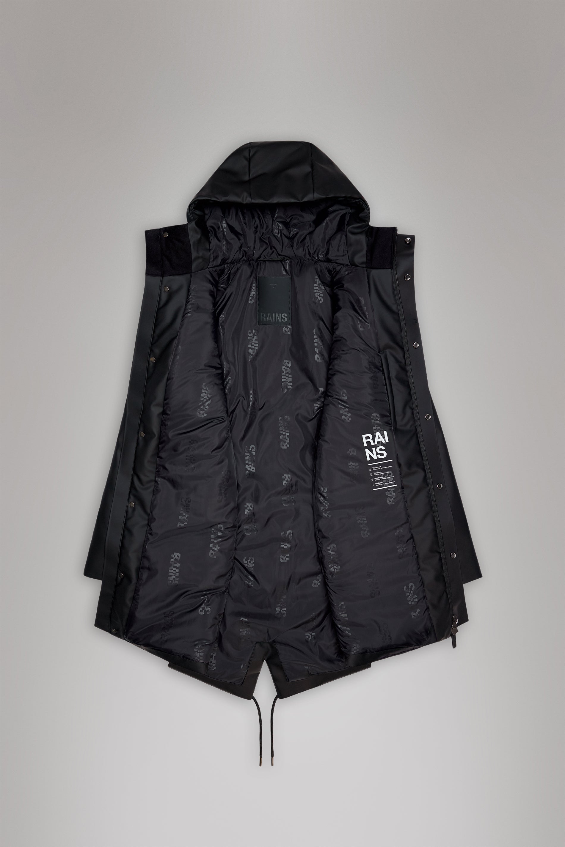 Rains Nome Long Parka Black Jacket