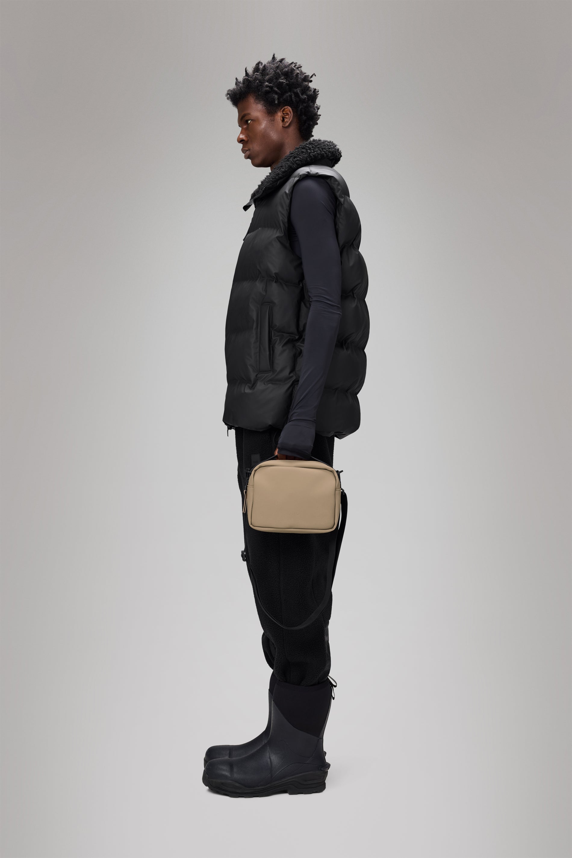 RAINS Box Bag Beige Crossbody