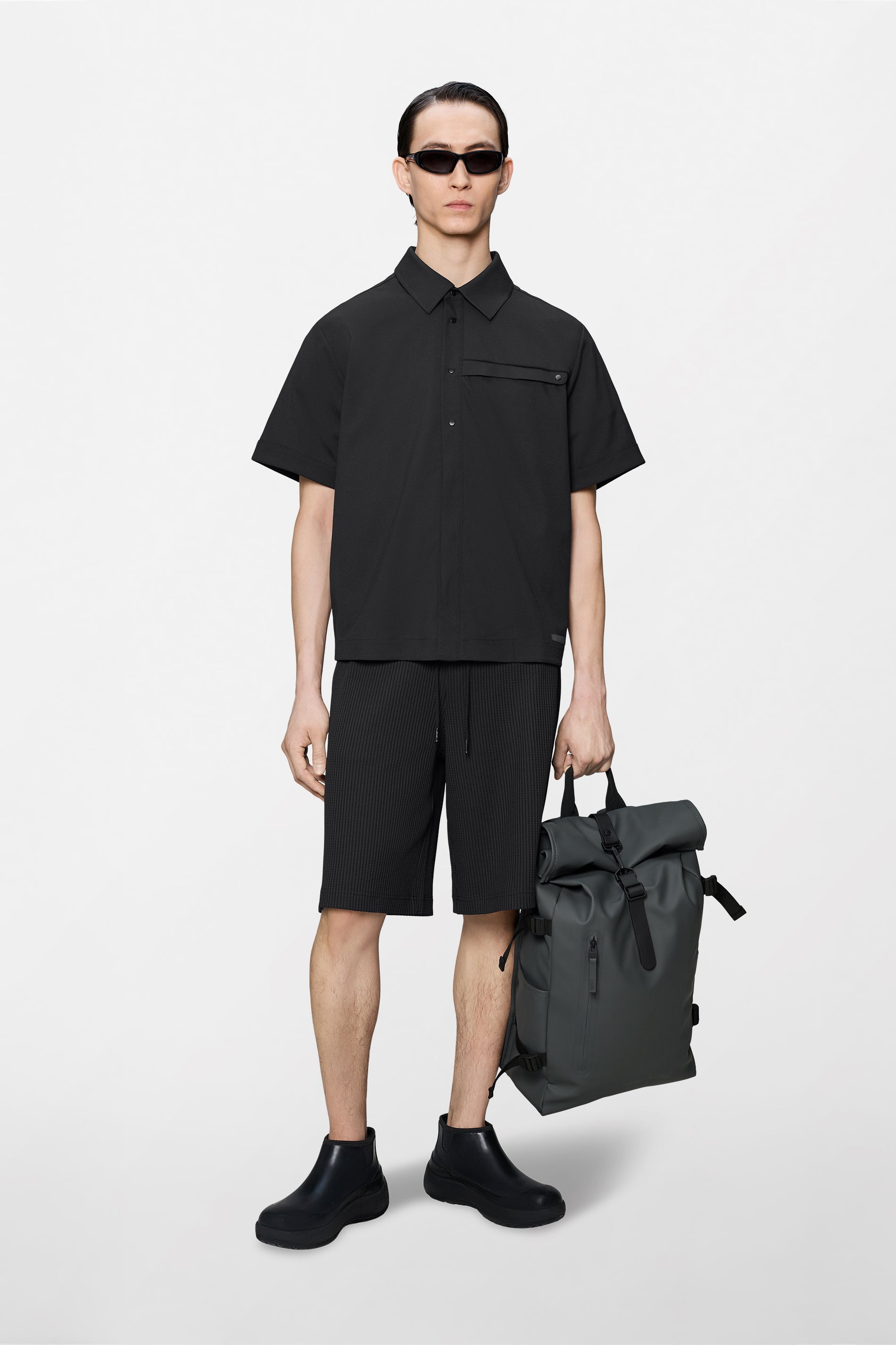 RAINS Waffle Shorts Splash Black Shorts