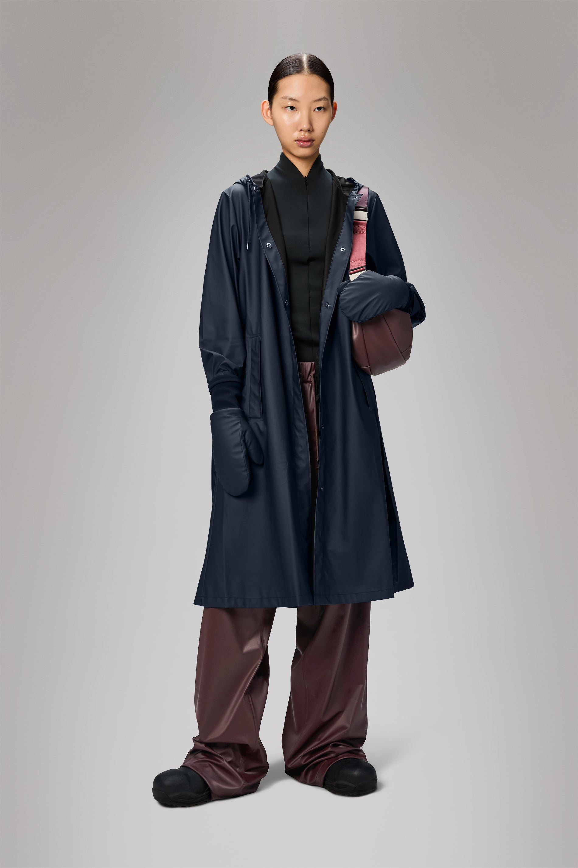 RAINS A-Line Longer W Jacket Navy Jacket