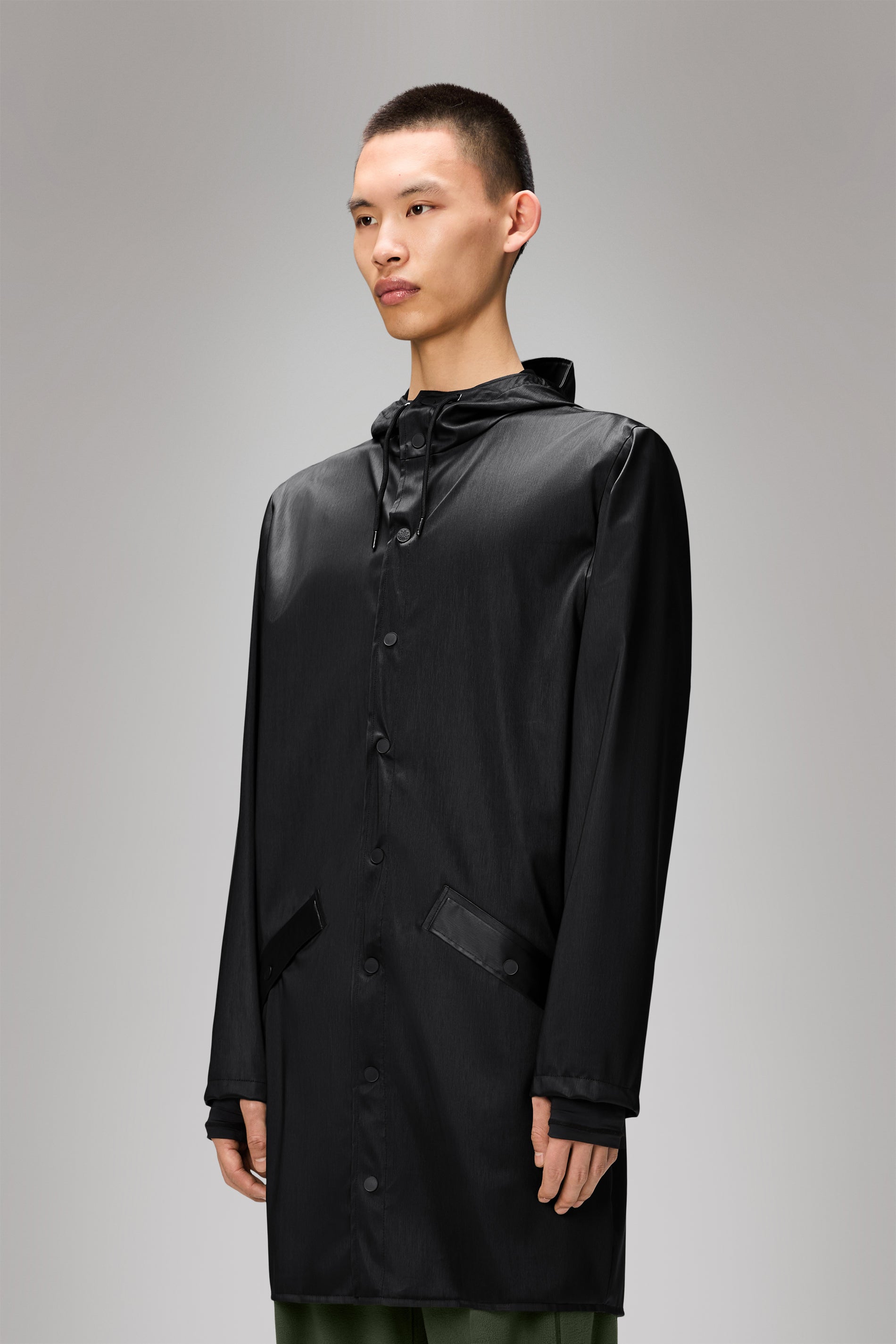 RAINS Long Jacket Black Grain Jacket