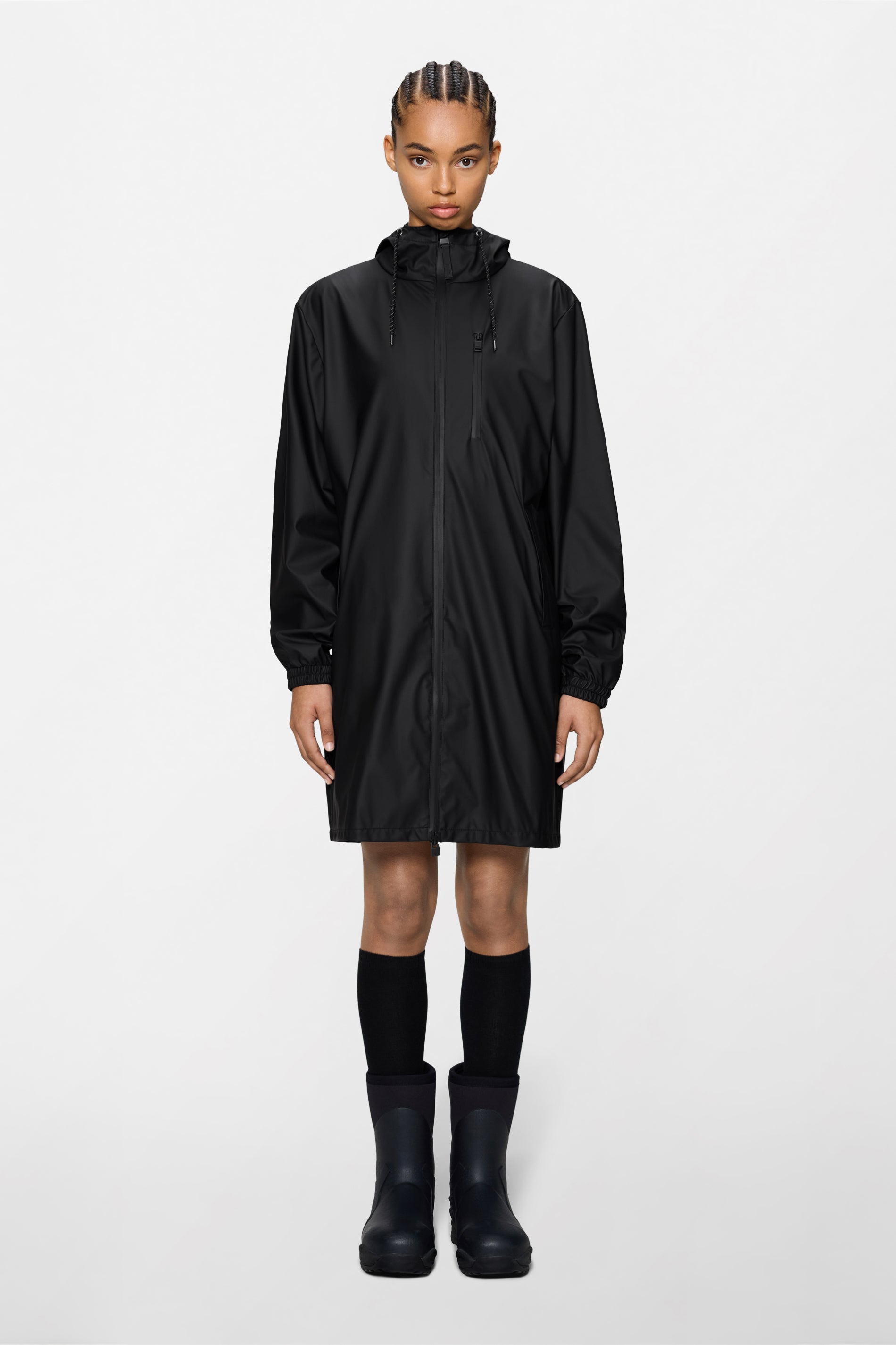 RAINS Long Storm Breaker Black Jacket