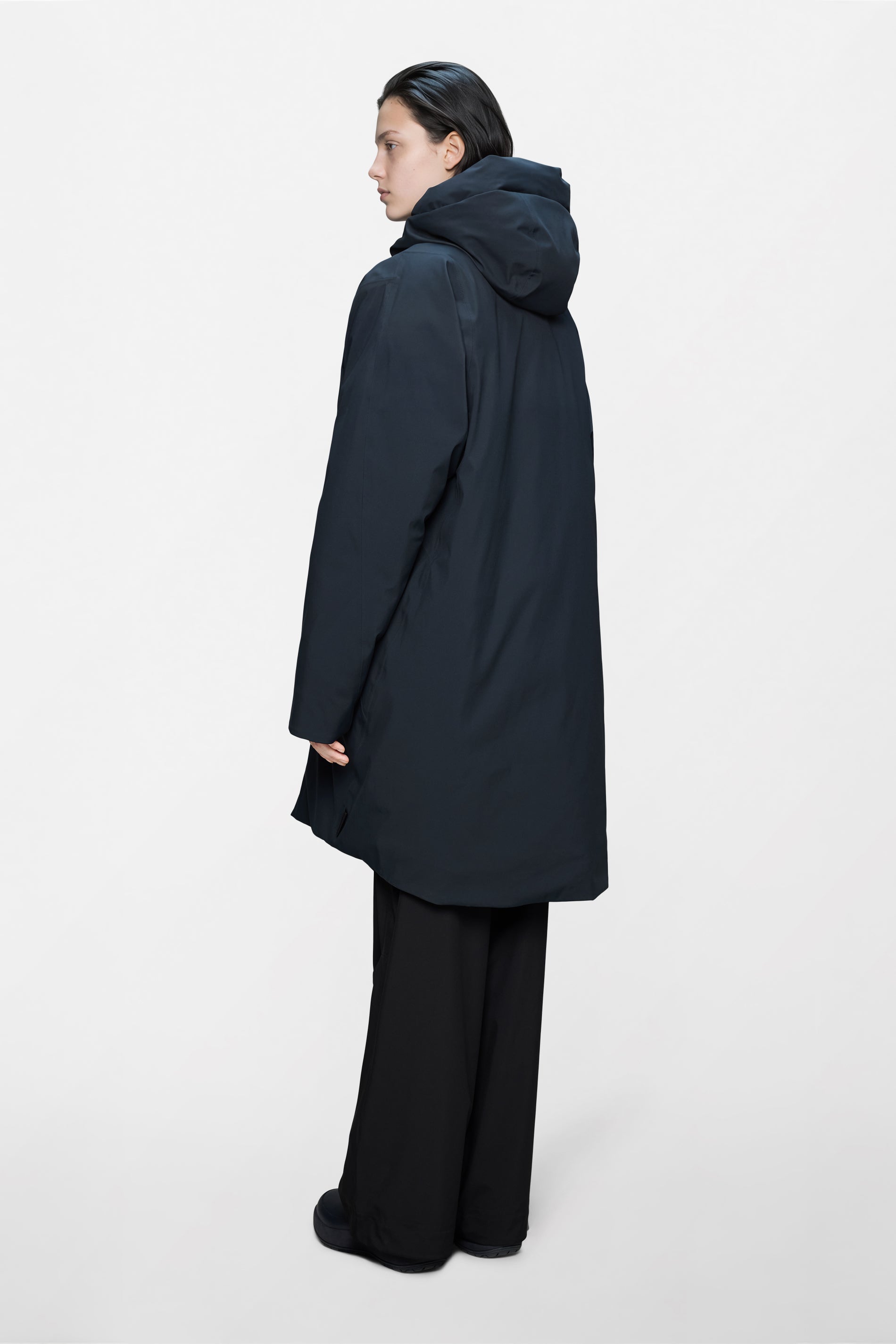 RAINS Sarna Long Puffer Jacket Navy Jacket