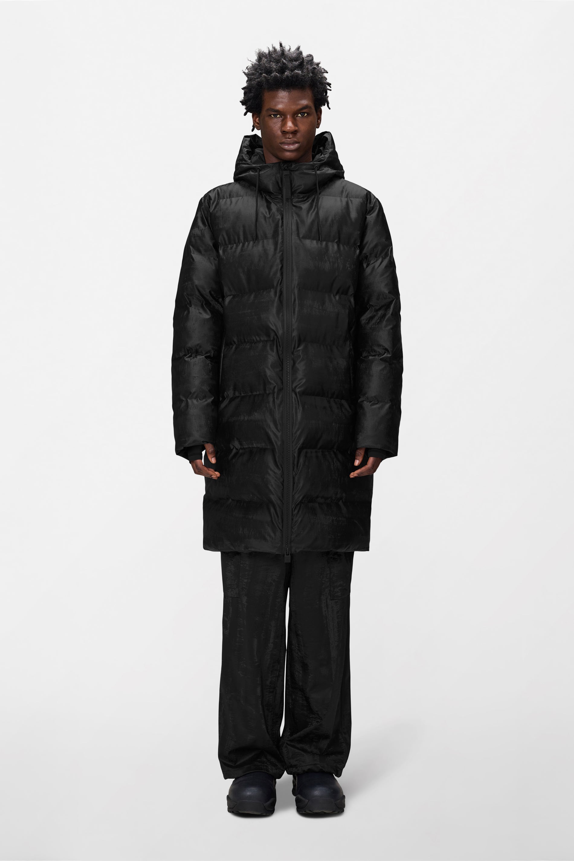 RAINS Alta Longer Puffer Jacket Coal Jacket