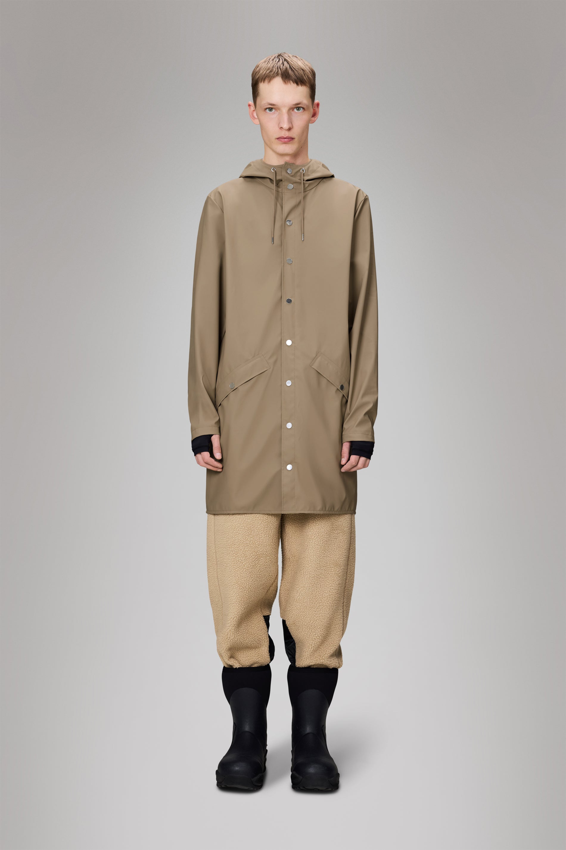 RAINS Long Jacket Beige Jacket