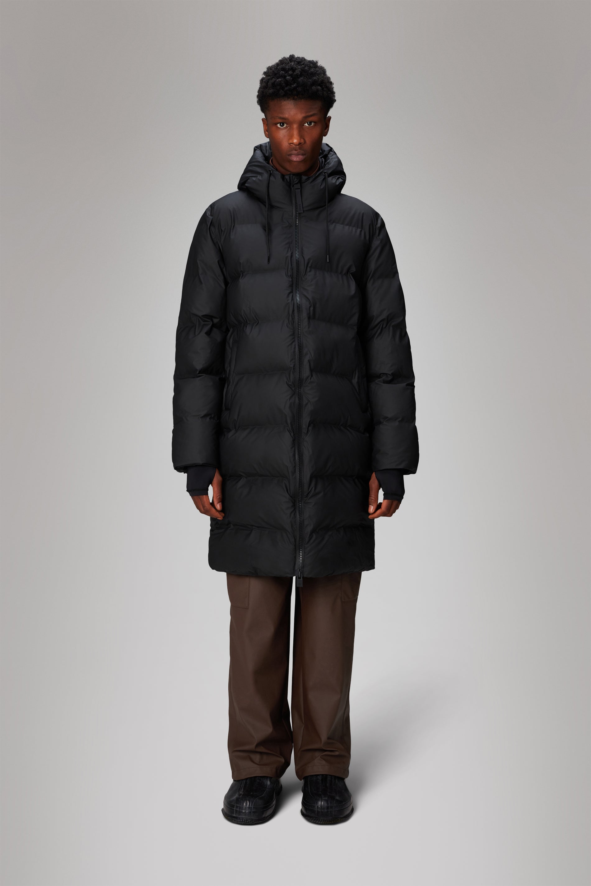 RAINS Alta Longer Puffer Jacket Black Jacket