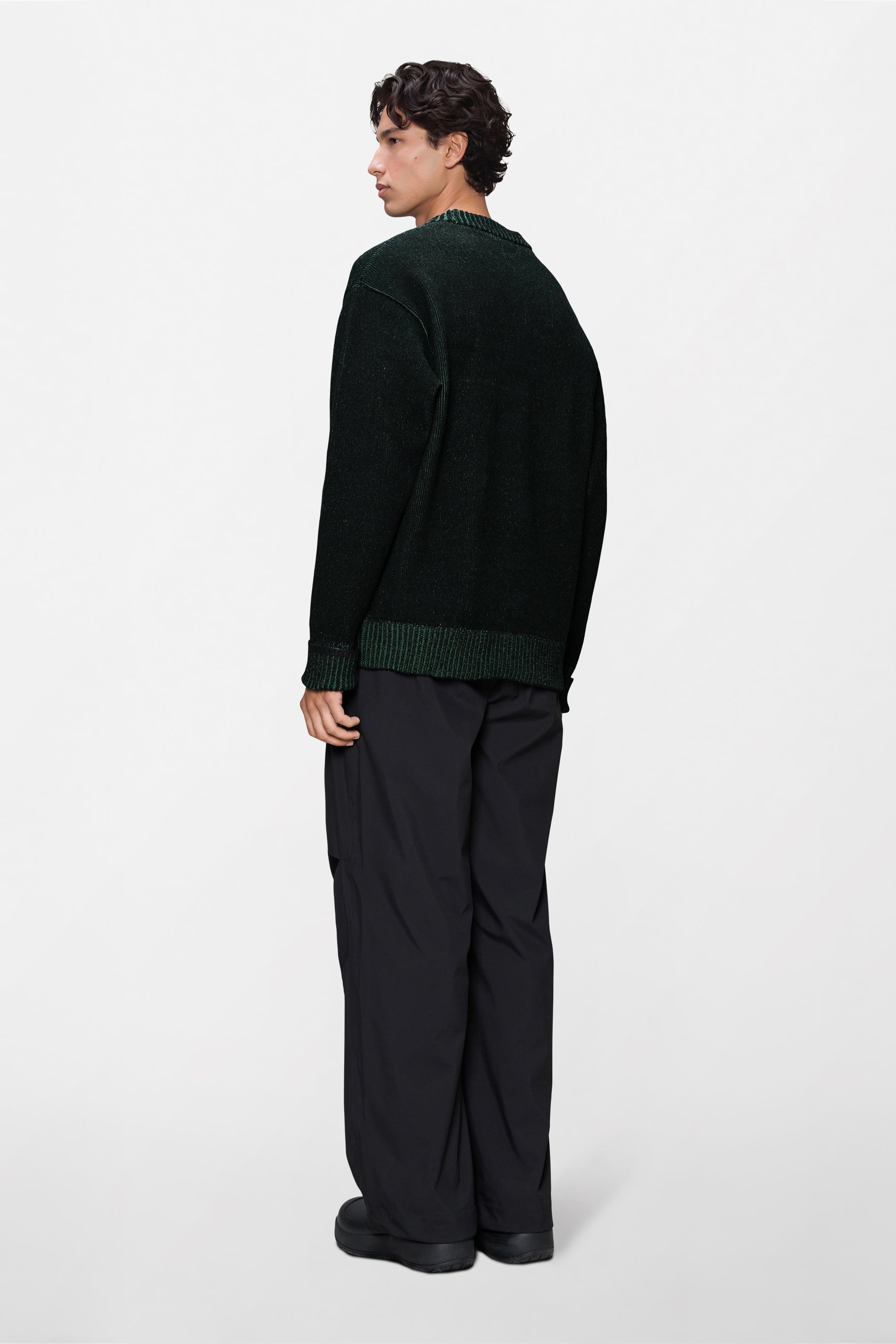 RAINS Sowa Knit Crew Neck Black/ Envy Long Sleeve