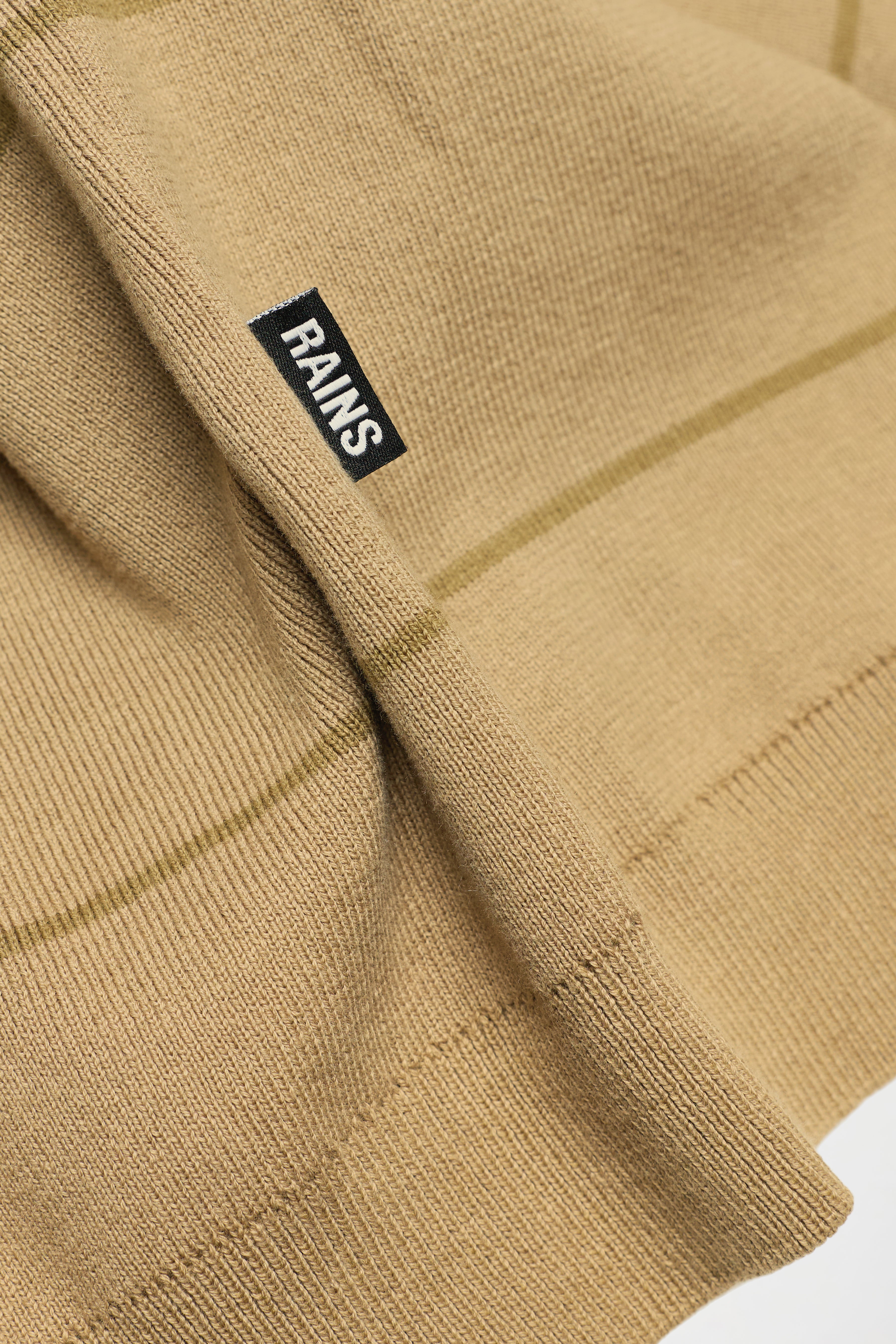 RAINS Striped Knit Polo Fawn Short Sleeve