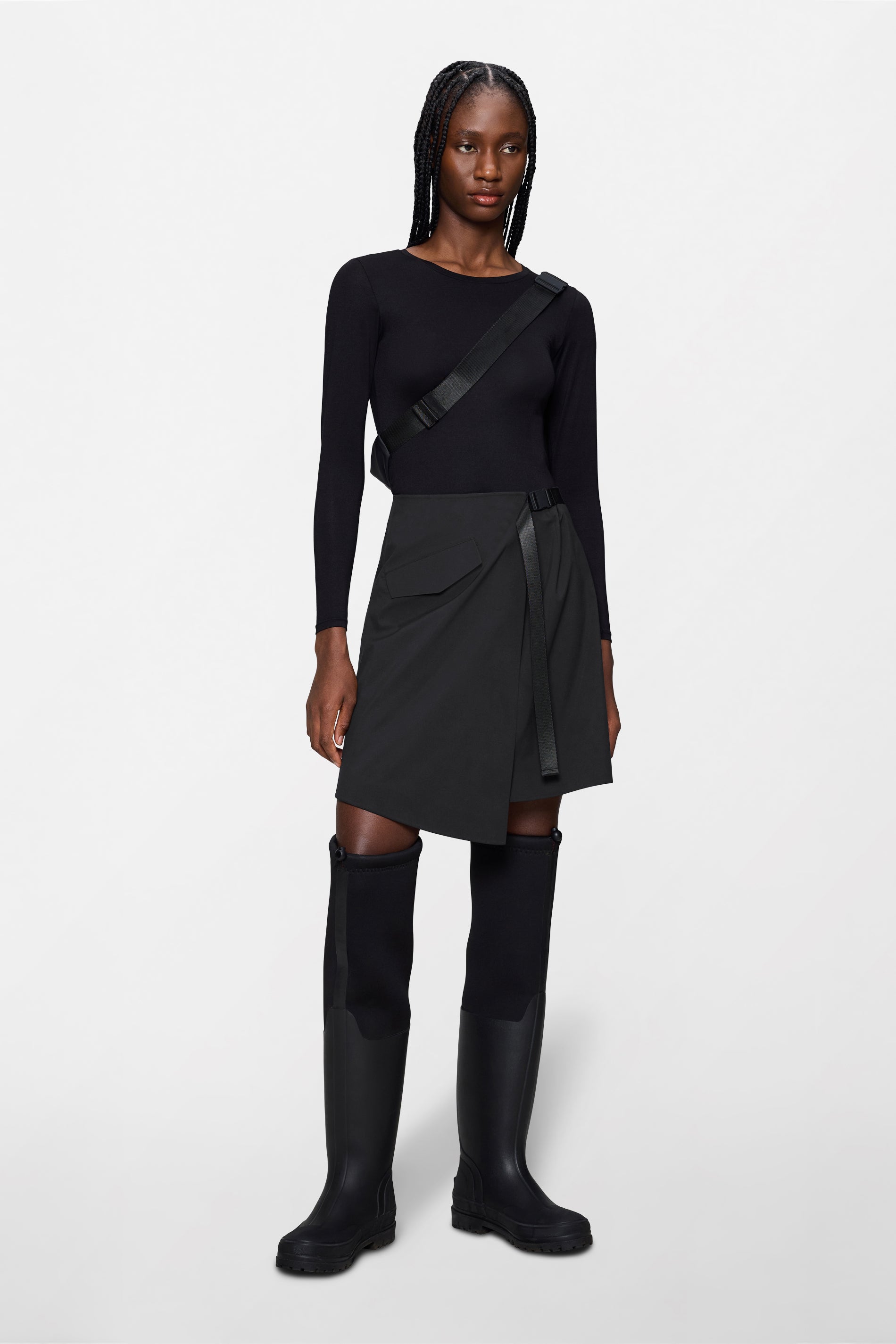 RAINS Suva Hardshell W Skirt Black Skirt