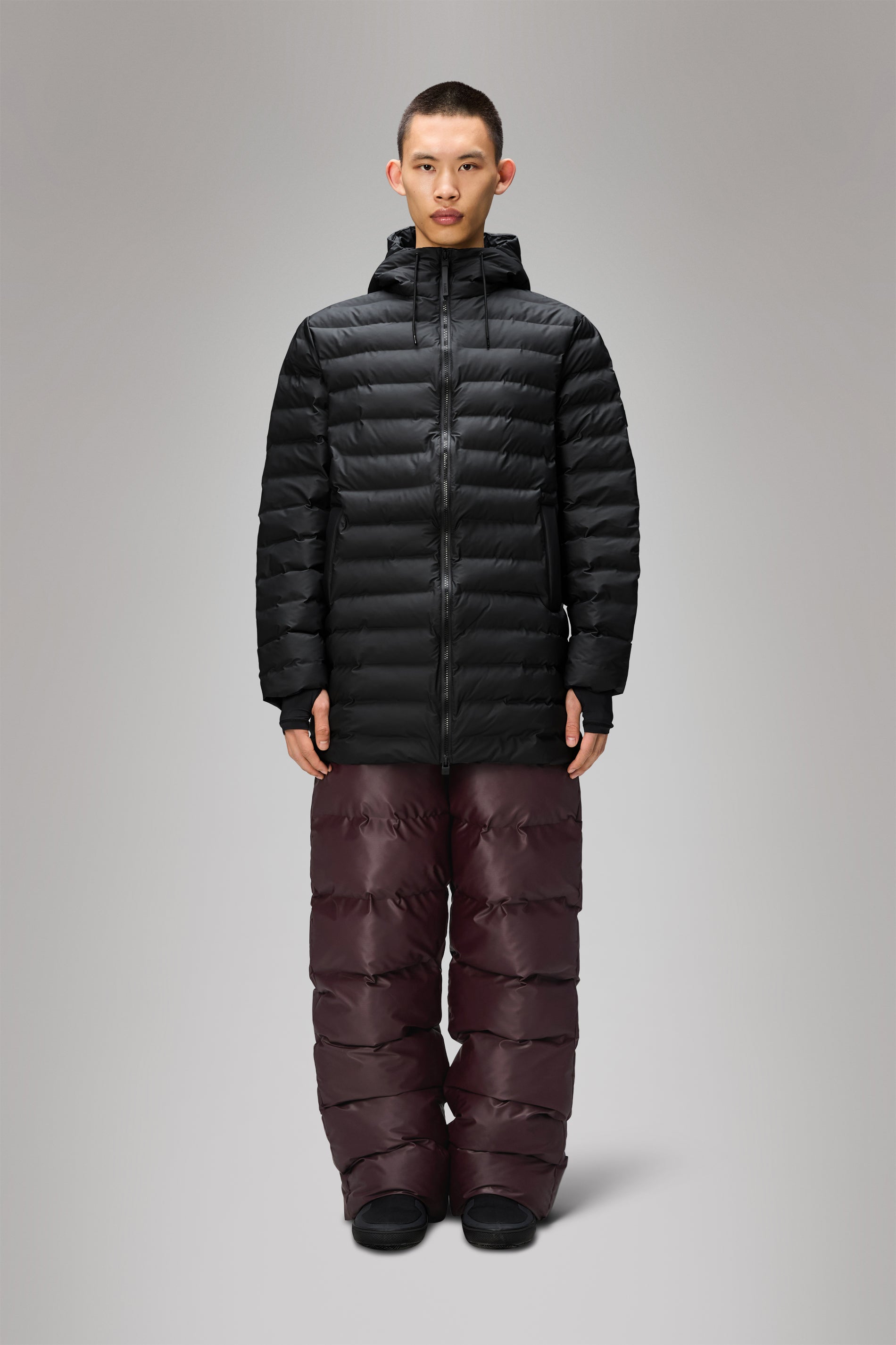 RAINS Lohja Long Puffer Jacket Black Jacket