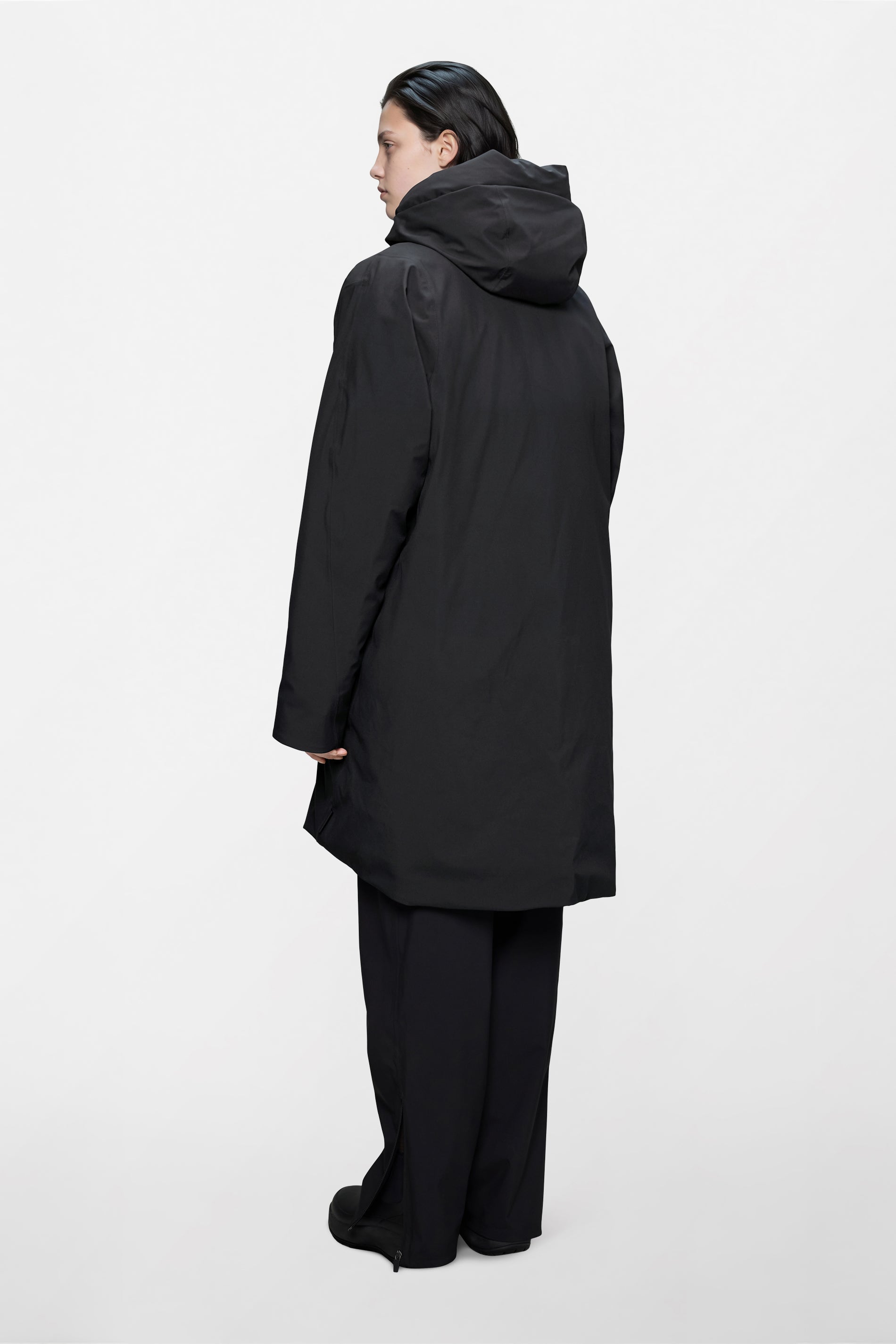 RAINS Sarna Long Puffer Jacket Black Jacket
