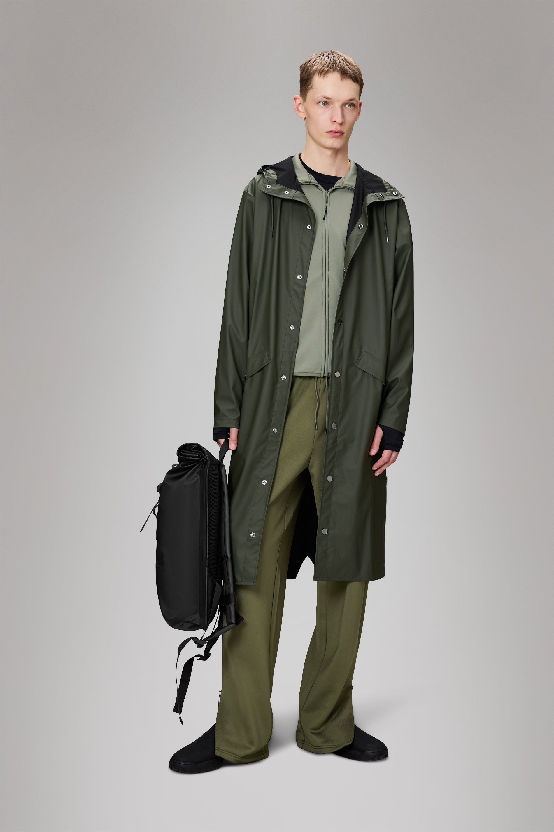 Rains Longer Jacket Green Jacket
