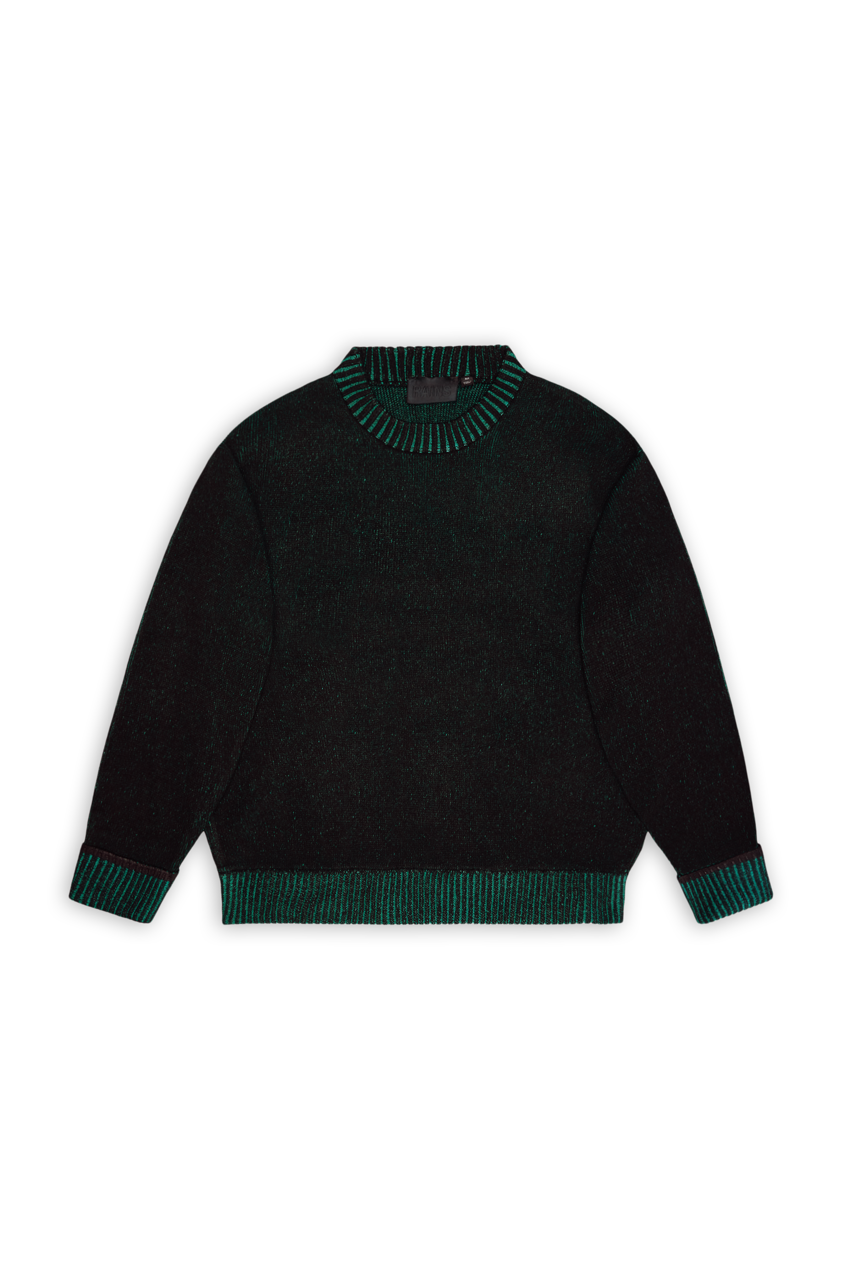 RAINS Sowa Knit Crew Neck Black/ Envy Long Sleeve