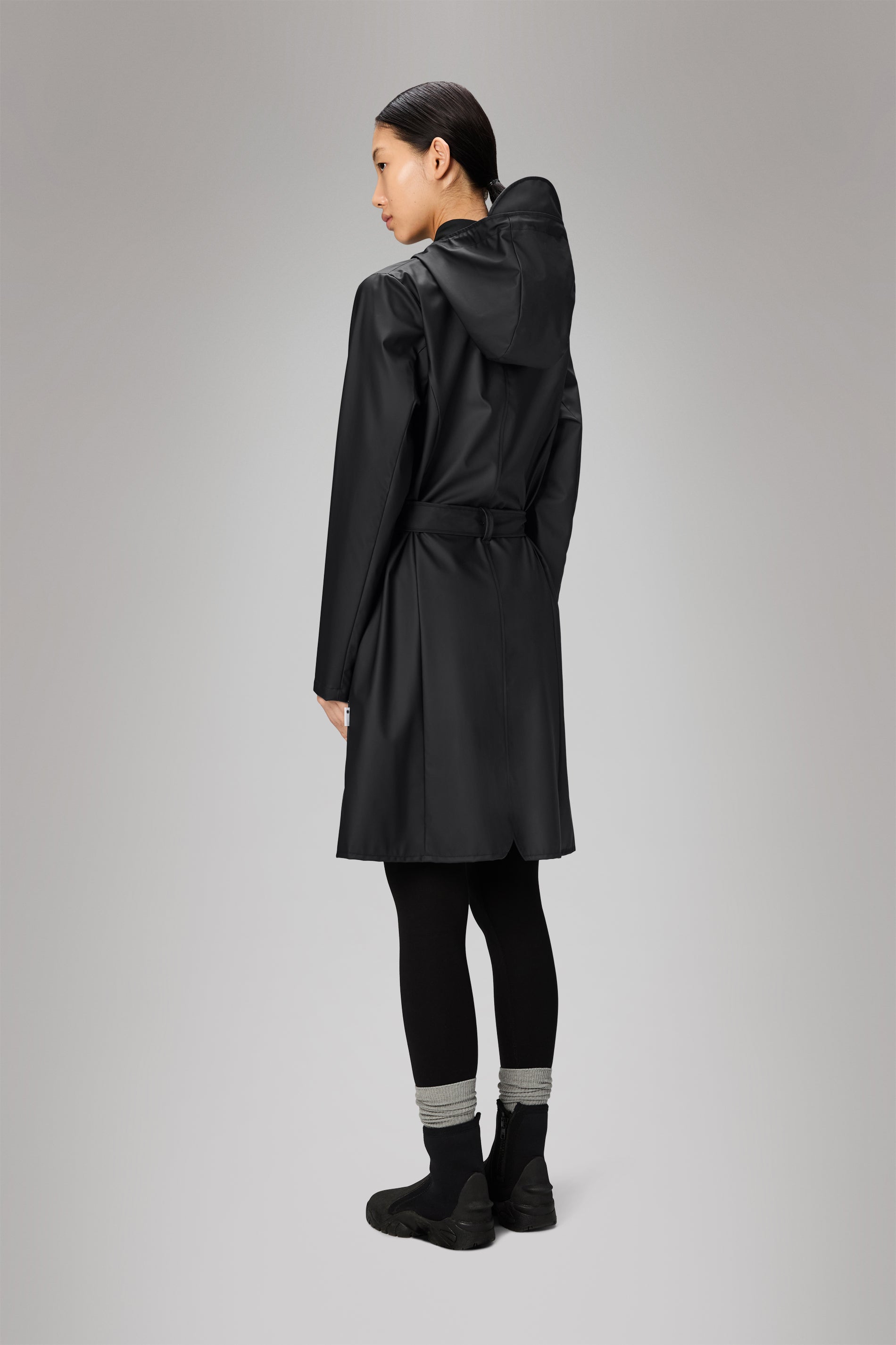 Rains Curve Long Jacket
 Black Jacket