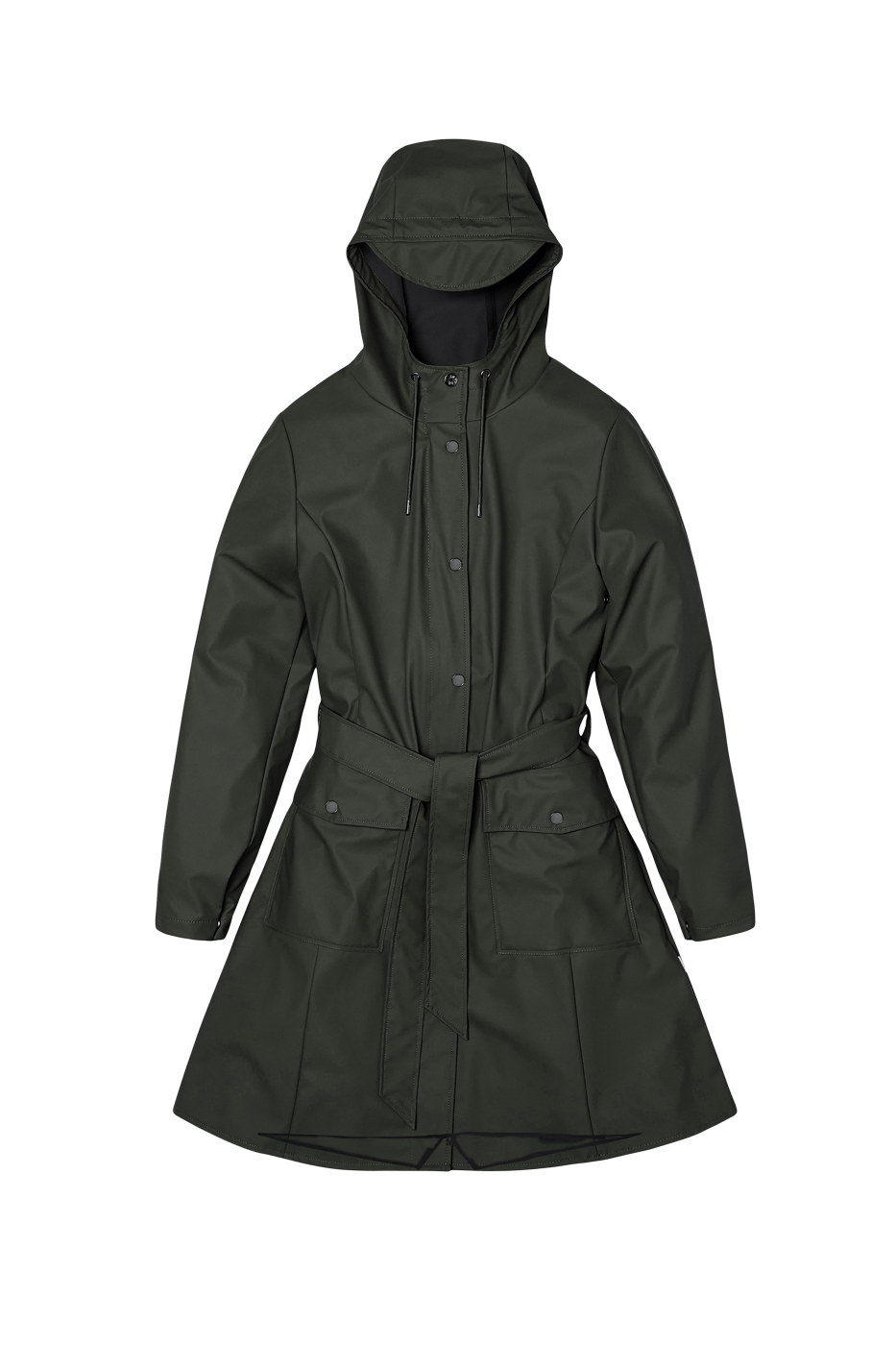 Rains Curve Long Jacket
 Green Jacket