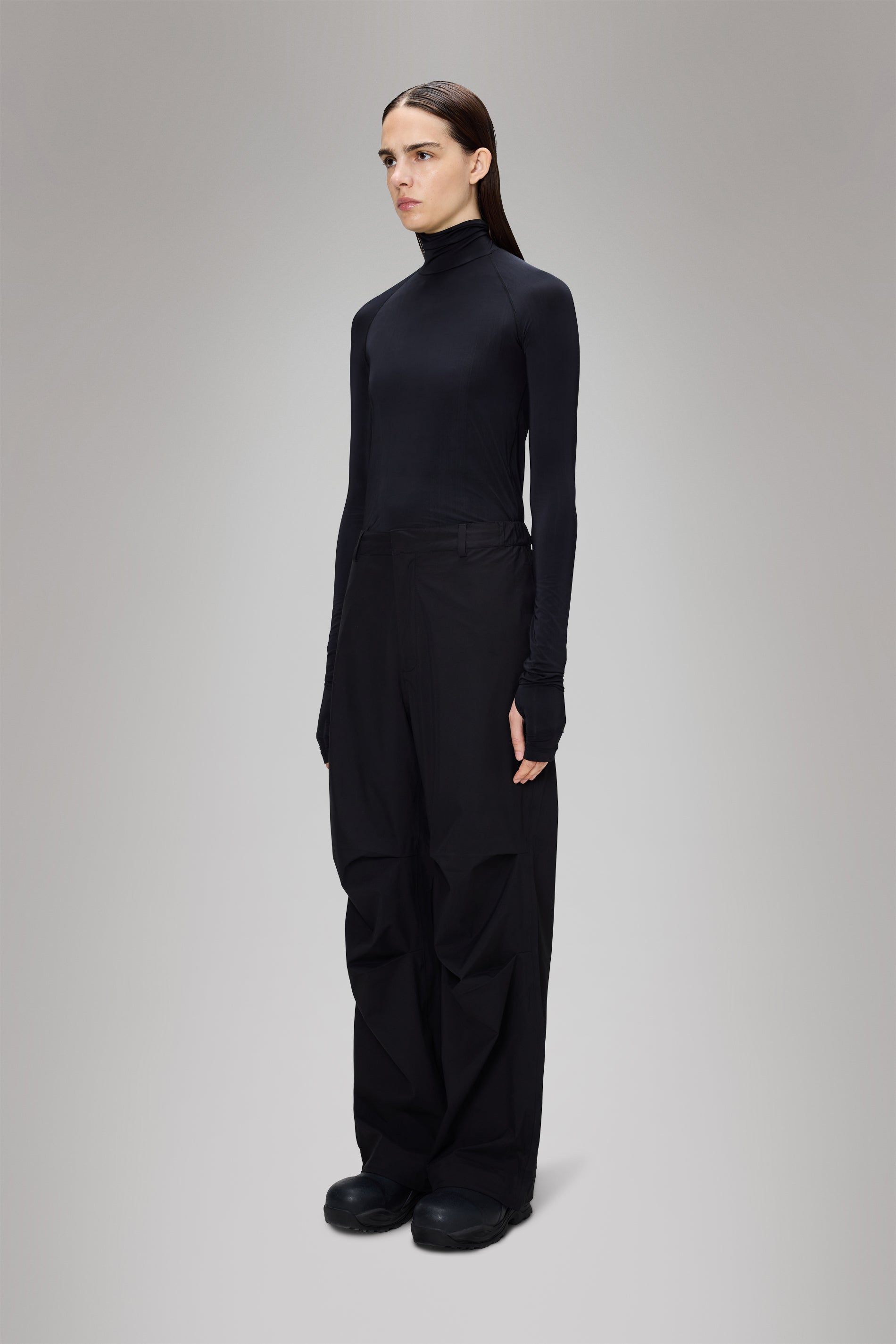 RAINS Suva Hardshell Pants Wide Black Pants