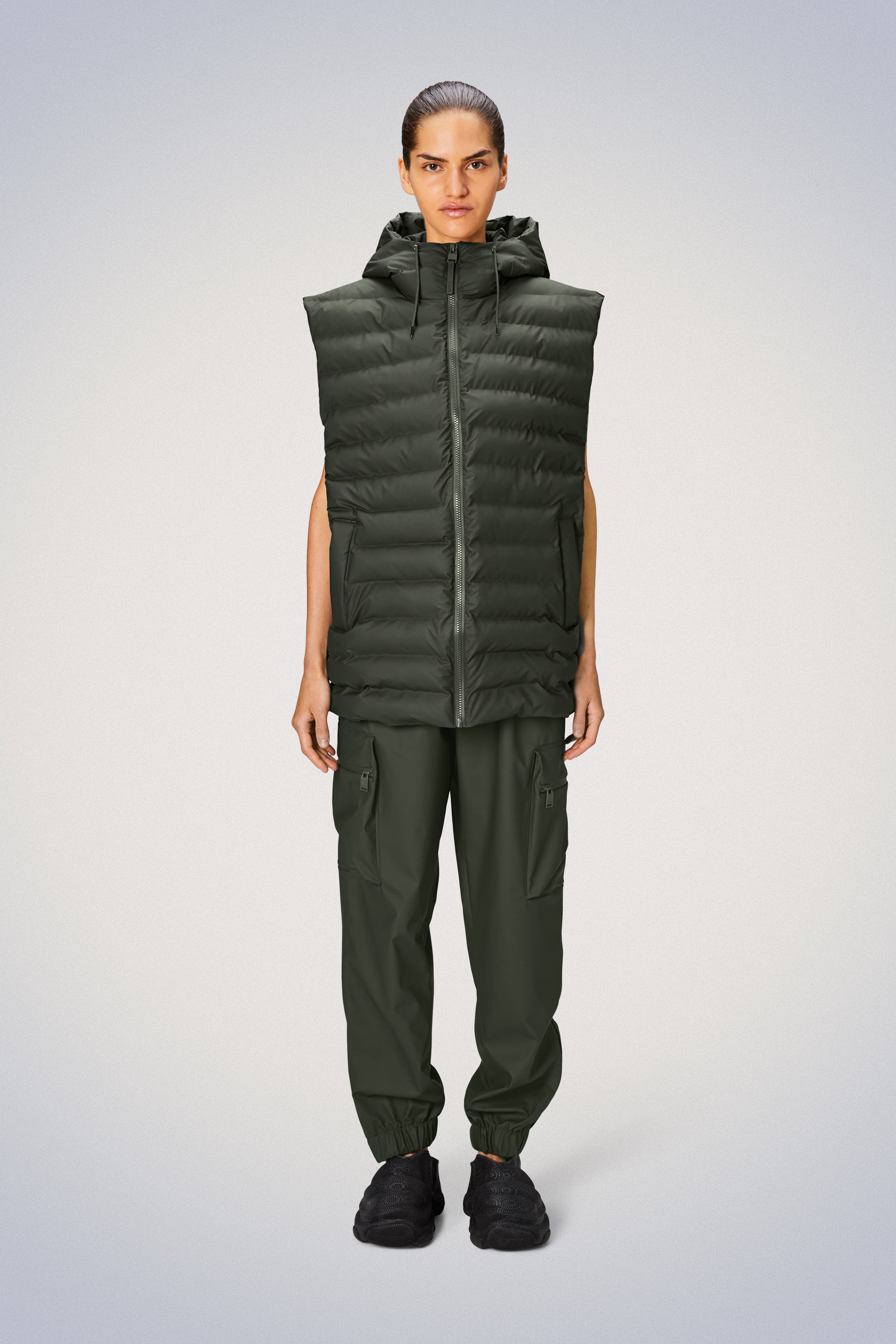 Sinpiling Womens Long Puffer Vest Solid Color Sleeveless Button Zipper  Coats Quilted Vests Winter Outerwear Jackets with Hood, Army Green, Small :  : Clothing, Shoes & Accessories