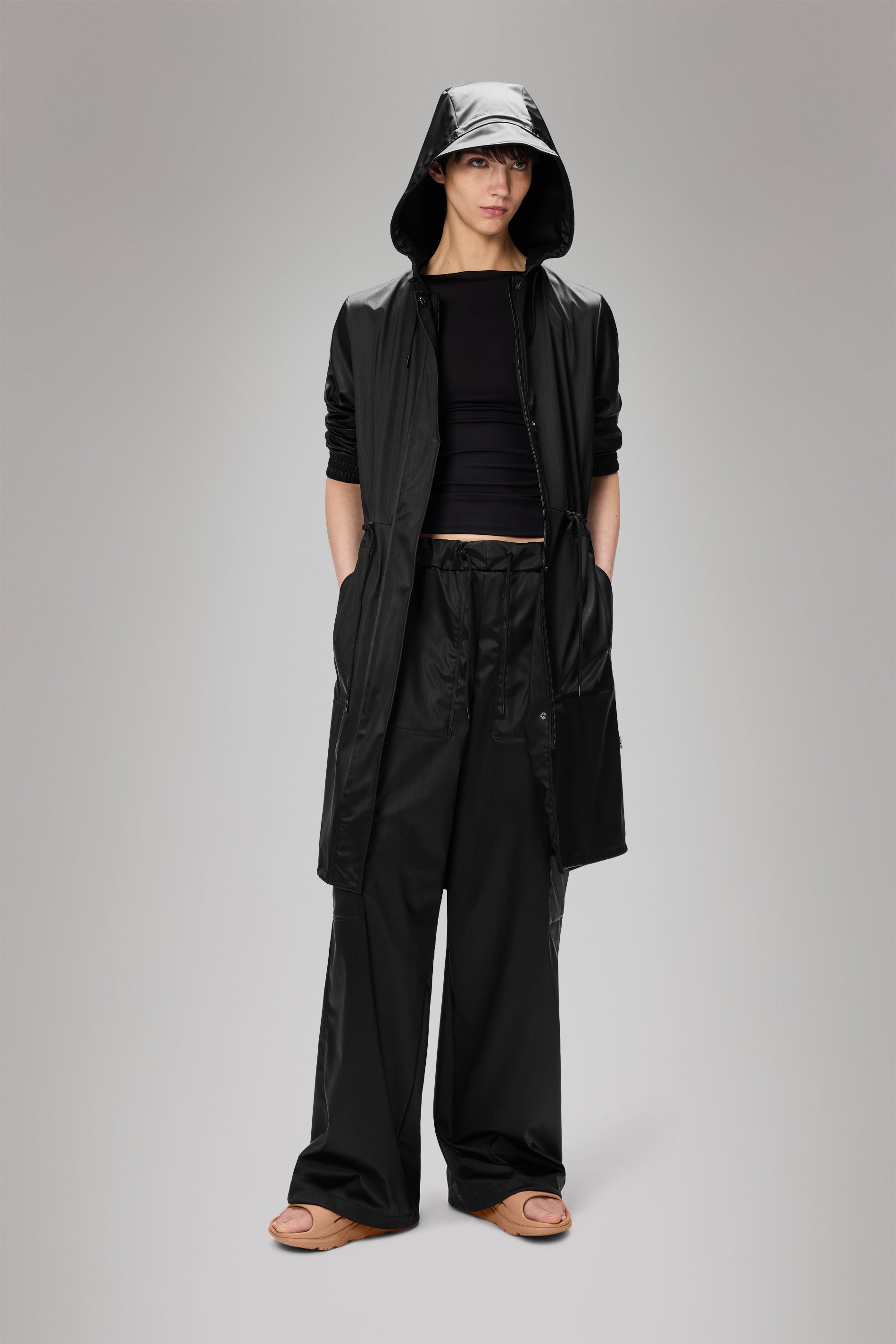 Rains® String W Parka in Black Grain for £115 | Free Shipping