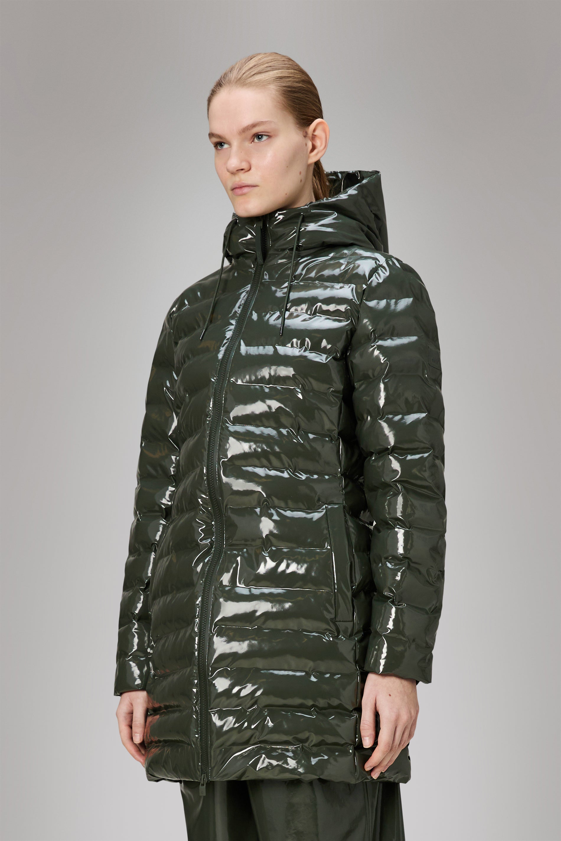 Rains Lohja Long Puffer Curve Jacket Swamp Jacket